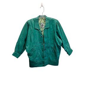 - Vintage Norcuer  Cow Leather Green Jacket  size med